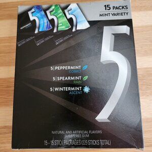 5 Gum Ascent Sugar-Free Chewing Gum Variety Pack, 15 Packs, WRIGLEY'S 15 Stick